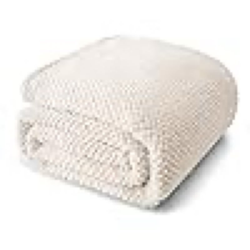 whale flotilla queen size fuzzy fleece blanket for bed, 90x90 inch fluffy warm soft jacquard blankets for all season, lightweight and cozy, ivory