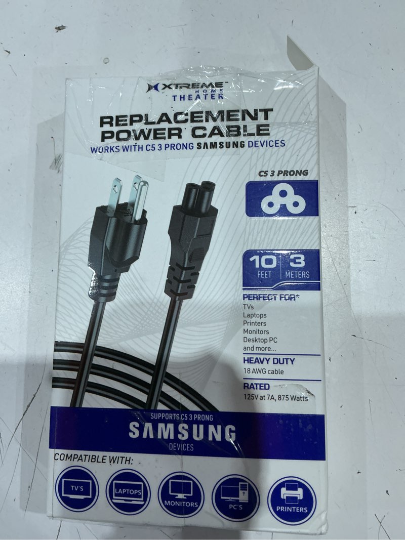 Condition photo showing Good Condition for xtreme 3 prong 10ft replacement power cable for samsung and lg computers, tv, new monitors