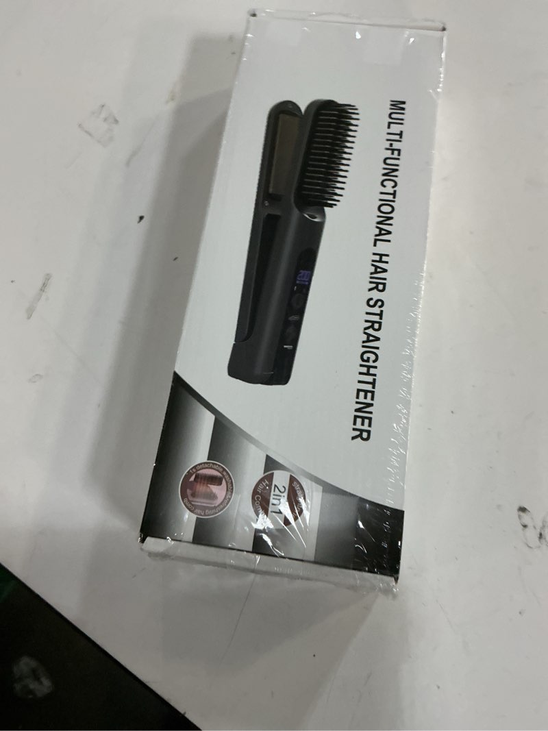 Condition photo showing New/Like New for cordless hair straightener brush - curler 2 in 1 hair styling tools?portable rechargeable battery-powered for travel with 4 temperature settings? removable for easy cleaning pink