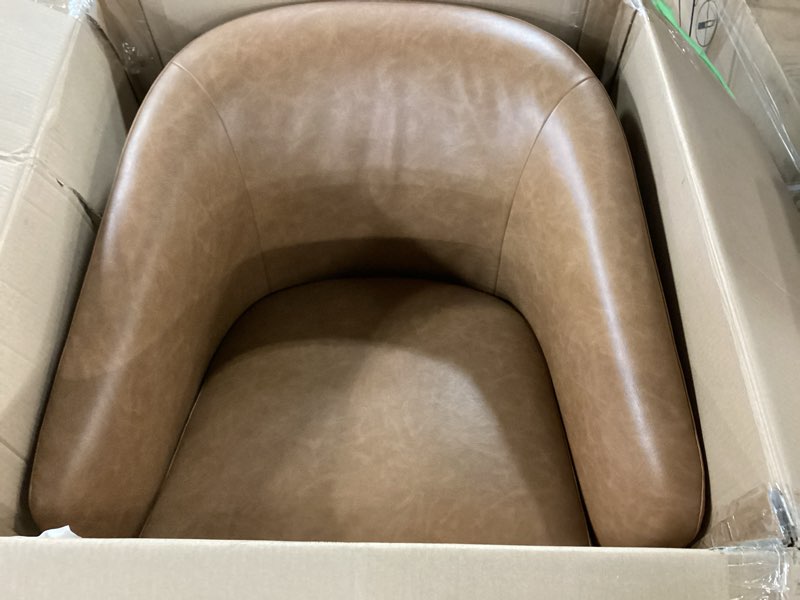 Better Homes & Gardens Bradford Wooden Base Swivel Accent Chair, Chestnut Faux Leather