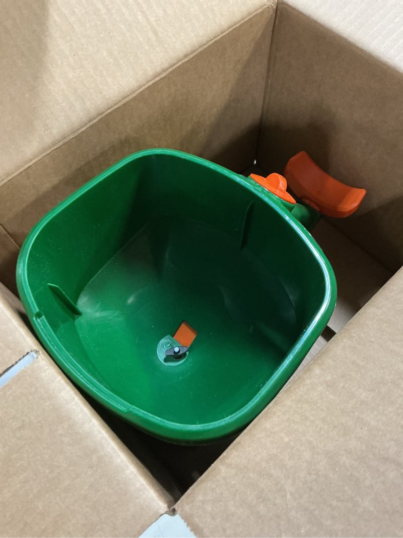 Condition photo showing Good Condition for Scotts Whirl Hand-Powered Spreader for Grass Seed, Fertilizer, Salt, Ice Melt, Handheld Spreader Holds up to 1,500 sq. ft. Product