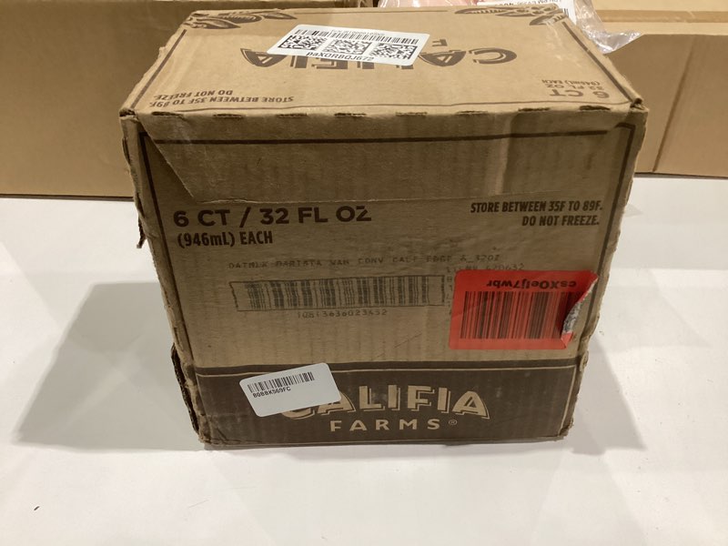 Condition photo showing New/Like New for Califia Farms – Vanilla Oat Barista Blend Oat Milk, 32 Oz (Pack of 6), Shelf Stable, Dairy Free, Plant Based, Vegan, Gluten Free, Non GMO, Milk Frother, Creamer, Blue Oat Barista - Vanilla