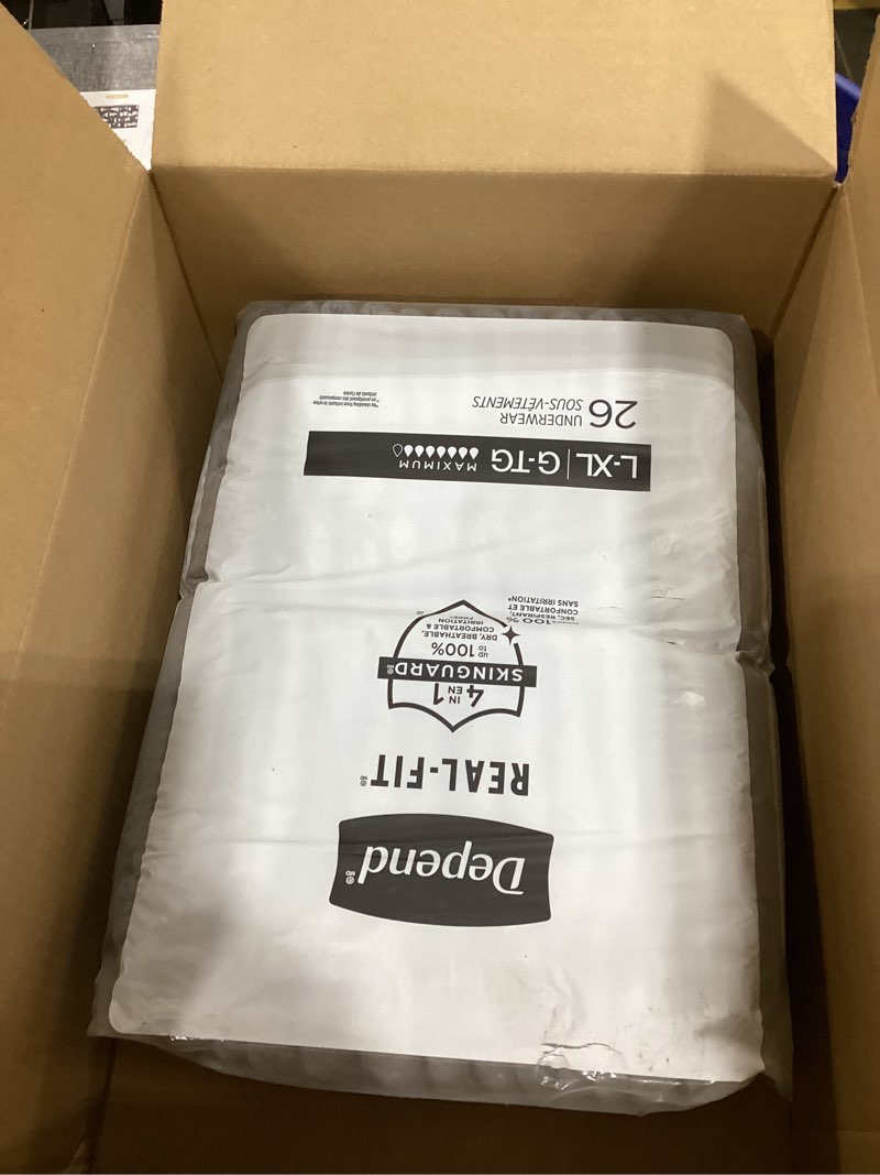 Condition photo showing New/Like New for Depend Real Fit Incontinence Underwear for Men - Maximum Absorbency - L/XL - Gray - 52ct