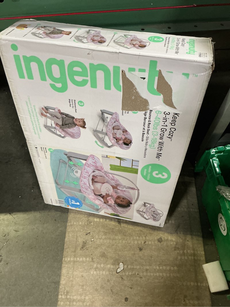 Condition photo showing New/Like New for Ingenuity Keep Cozy 3-in-1 Grow with Me Vibrating Baby Bouncer Seat & Infant to Toddler Rocker, 0-30 Months Up to 40 lbs (Pink Lily)