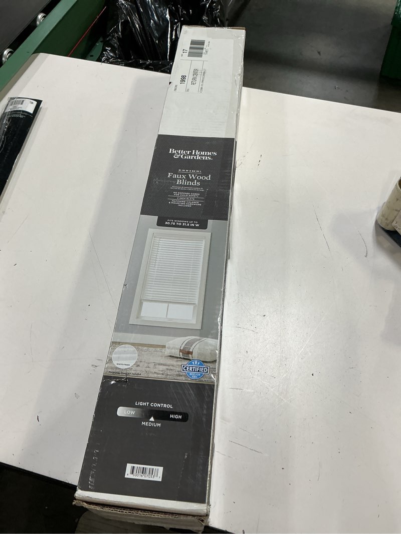 Condition photo showing New/Like New for better homes & gardens 2" cordless faux wood horizontal blinds, white, 31x64