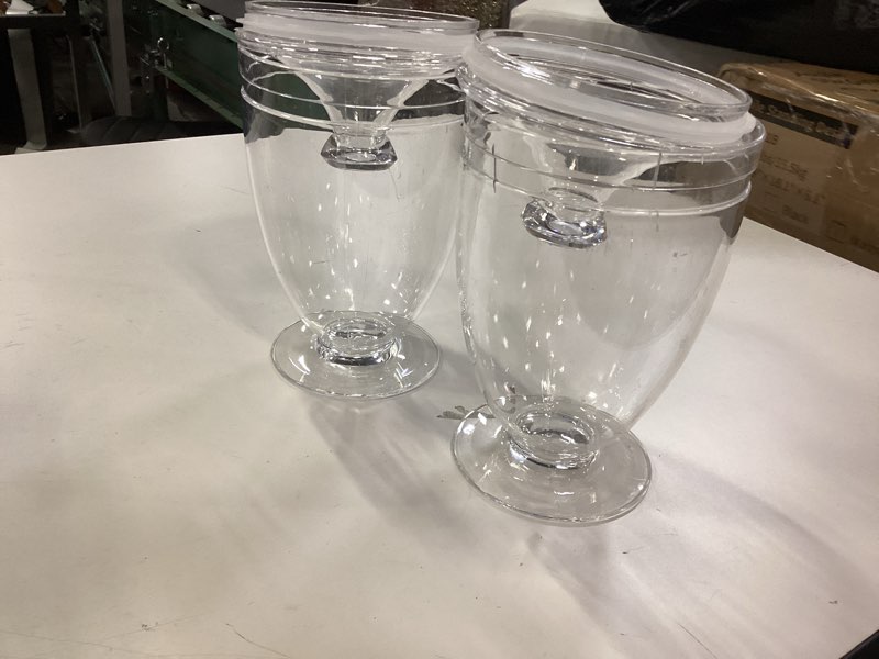 Condition photo showing As Is for Hacaroa 2 Pack Acrylic Apothecary Jars with Airtight Lids, 46 Oz Clear Plastic Candy Cookie Jars for Candy Buffet, Decorative Bathroom Canister Container for Bath Salt, Vanity, Party, Wedding