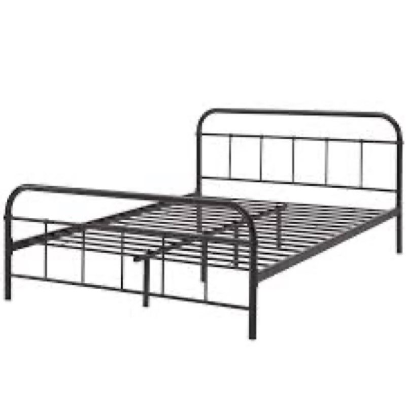 America Luxury - Bedroom Industrial Country Cottage Farm full Size Platform Bed Frame, Metal Stainless Steel, black