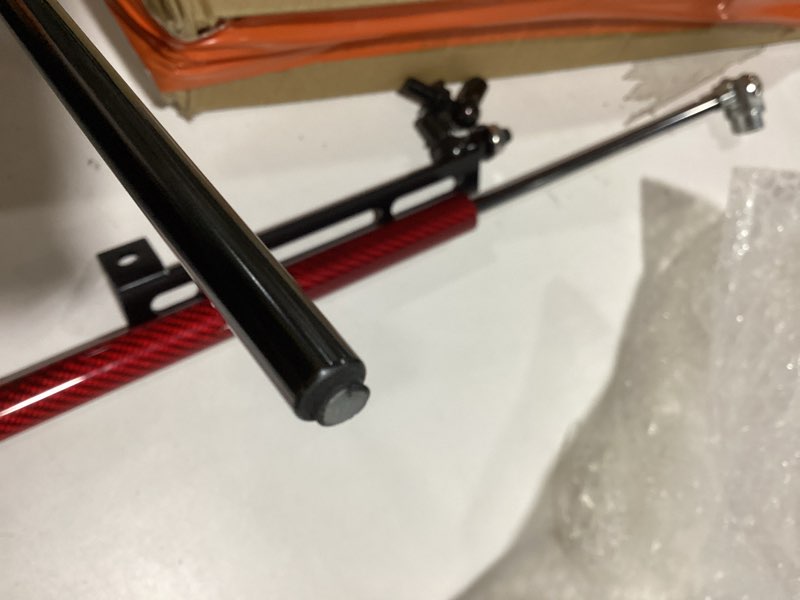 Condition photo showing As Is for **as is**(broken end bolt/screw and missing bracket) hepbak front bonnet hood modify lift support shock damper spring rods piston prop compatible with nissan qashqai j12 2021 2022 2023 2024 (color : red carbon fiber)