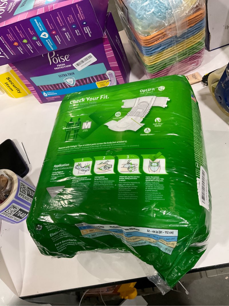 Condition photo showing New/Like New for FitRight Extra+ Adult Diapers, Disposable Incontinence Briefs, Leak-Proof Diaper, Absorbent Briefs For Men and Women, Maximum Protection, Medium, 32 – 44 in, 20 briefs per bag 20 Count Medium