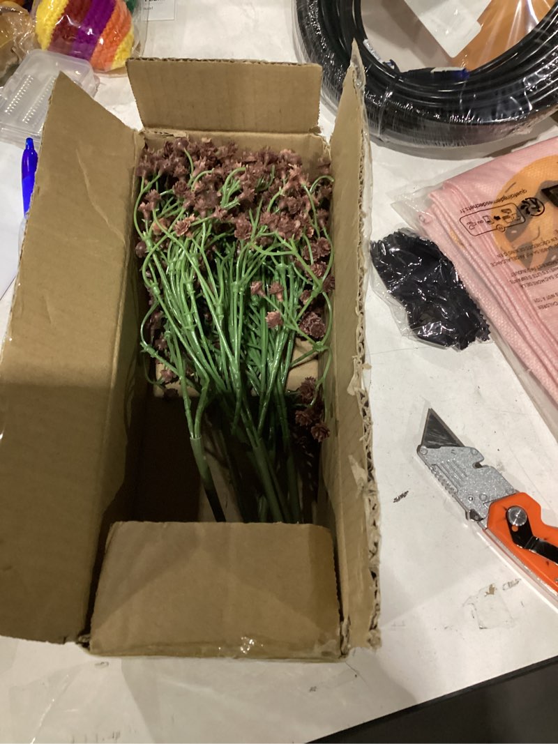 Condition photo showing As Is for baby's breath artificial flowers bulk 10 pack (30pcs) faux baby breath plastic flower fake gypsophila flower arrangement for crafts fake flowers bouquet for wedding centerpieces blue baby breath