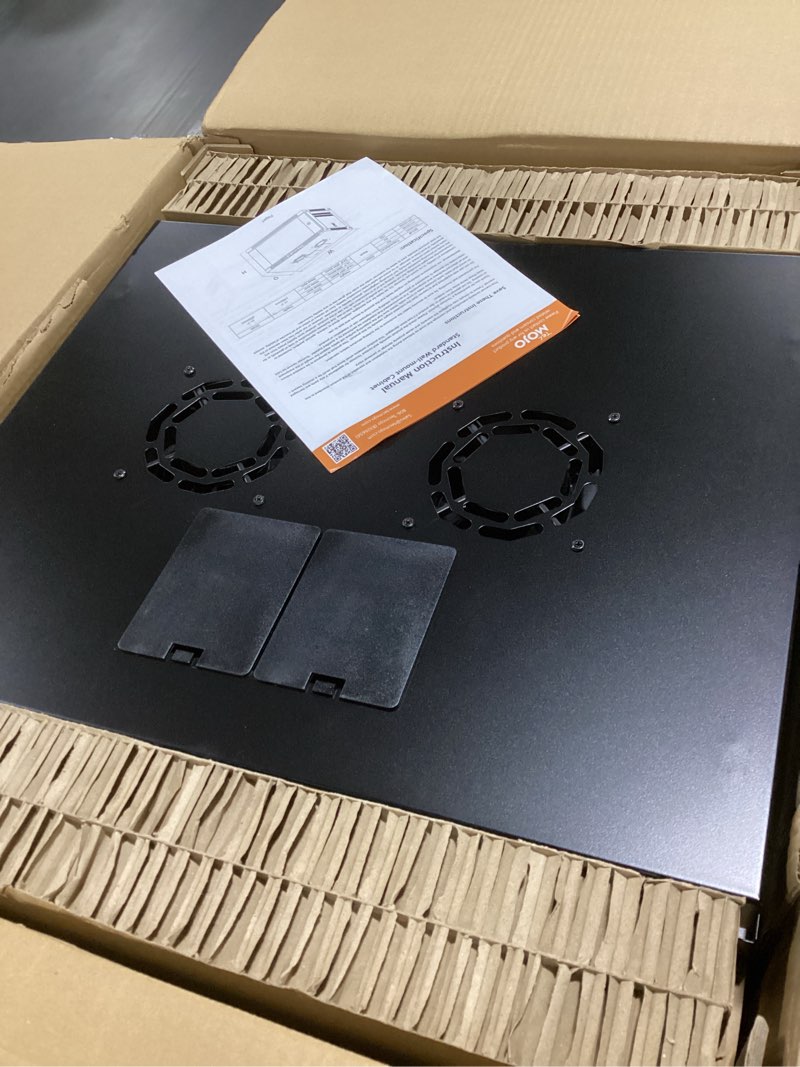 Condition photo showing Good Condition for tecmojo 12u wall mount rack with thermostat, 17.7inch depth enclosed server cabinet with 2 cooling fans,lockable door & hardware,12u rack for 19inch equipments,glass door 12u with thermostat