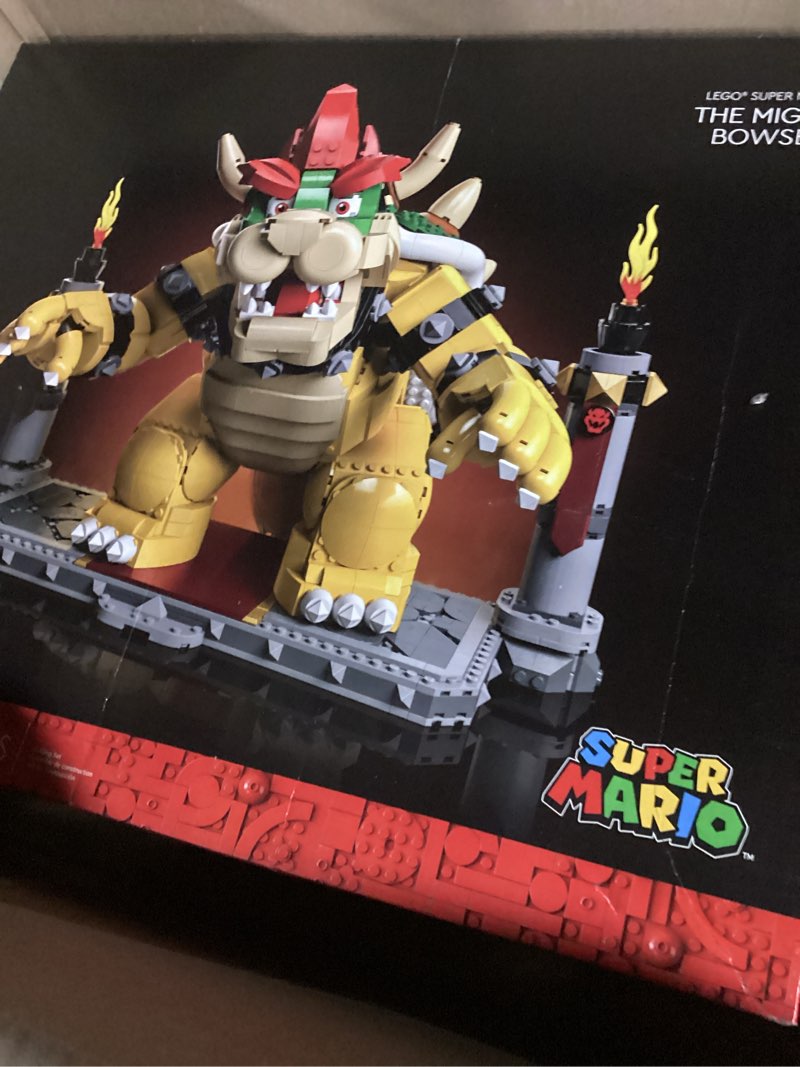 Condition photo showing As Is for LEGO Super Mario The Mighty Bowser 71411, King of Koopas 3D Model Building Kit, Collectible Posable Character Figure with Battle Platform, Memorabilia Gift Idea for Adults and Fans of Super Mario Bros Peach