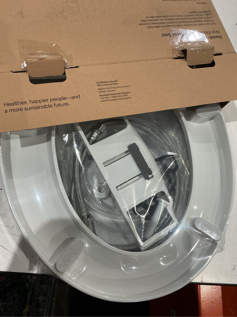 Condition photo showing Good Condition for brondell swash bidet toilet seat, non-electric, dual temperature, fits round toilets, white – dual nozzle system – with easy installation s102 - warm water round