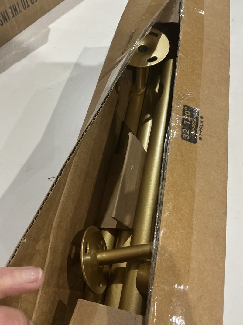 Condition photo showing Good Condition for YaFex Heavy Duty Curtain Rods 32-120 Inch, 1 Inch Adjustable Gold Curtain Rod for Windows, Long Window Treatment Rods with Aluminium Finials, Easy Installation 32" to 120" Gold