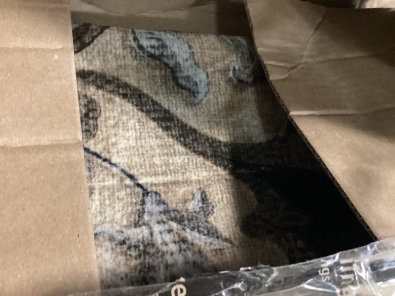 Condition photo showing As Is for releany area rugs 5'x7' washable non-slip, floral vintage distress print pattern medallion carpet for living room bedroom dining room, black brown neutral dark tan black/neutral 5' x 7' (rectangular)
