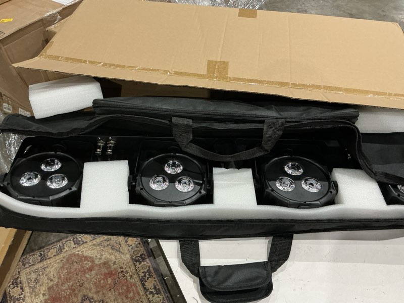 Condition photo showing Good Condition for dragonx 4 gig bar dj lighting system | all-in-one led stage lights with stand, foot pedal & dmx control | portable professional strobe lights for djs, bands, weddings, churches & live events