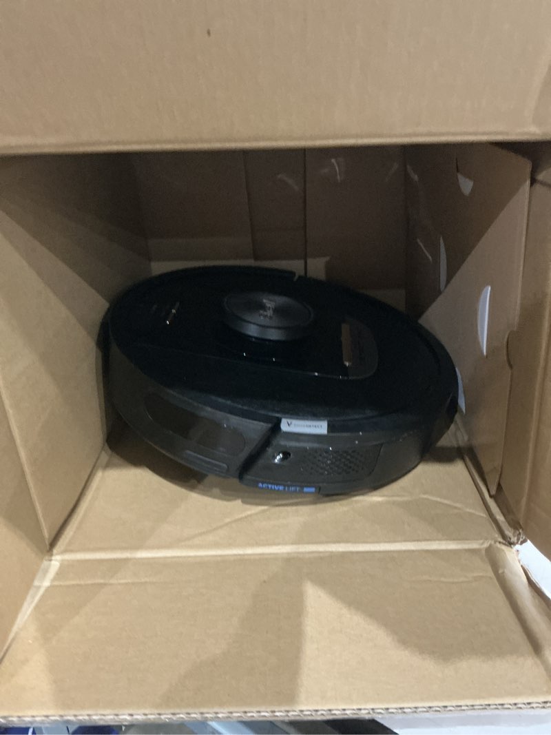 Condition photo showing As Is for shark powerdetect self-empty robot vacuum with neverstuck technology, auto deep-clean carpets & hardfloors, 30 day capacity hepa bagless base, for pet hair, wifi black, av2820s powerdetect (30 days)