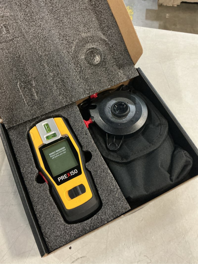 Condition photo showing Good Condition for prexiso 2-in-1 stud finder with laser level, rechargeable multi surface cross line laser & wall stud scanners tool for hanging frames & picture, wood ac wire metal studs joist pipe detection