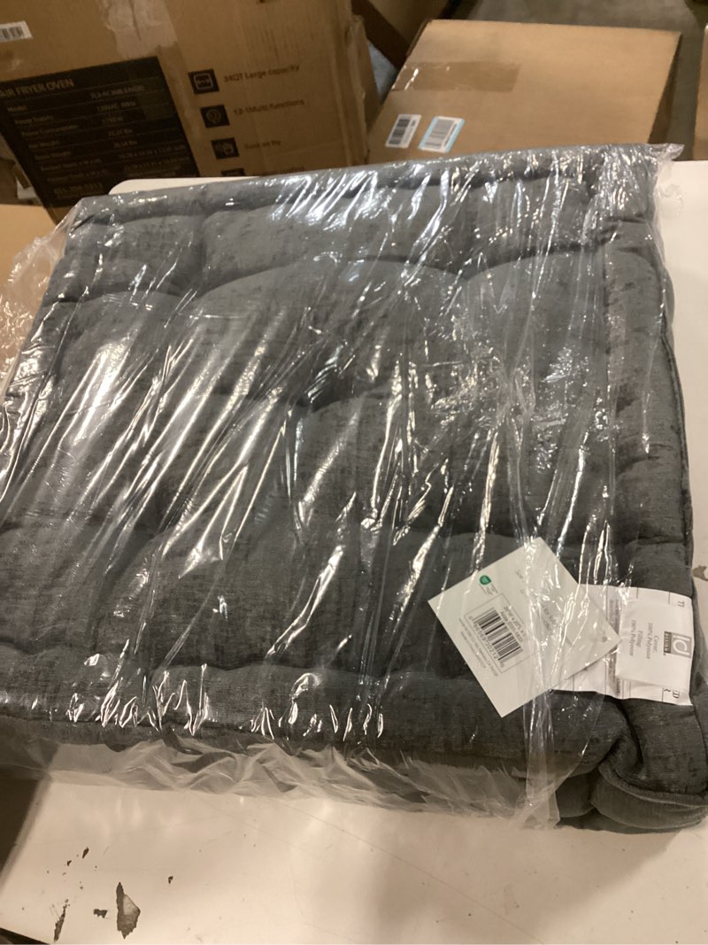 Condition photo showing Good Condition for intelligent design azza floor pillow, large cushions sitting for adults, floor pillow for meditation or yoga, lustrous chenille tufted with scalloped edges for bench/chair cushion, 20"x20"x5" charcoal