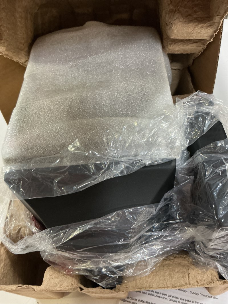 Condition photo showing New/Like New for project source woodward 9.5-inches h matte black hardwired outdoor wall light