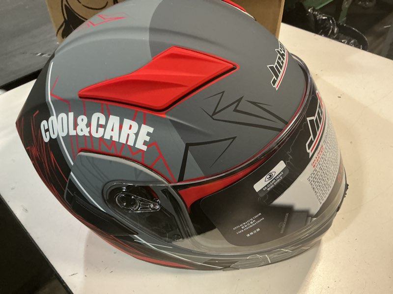 Condition photo showing Good Condition for full face motorcycle helmet dual visor sun shield flip up modular motocross dot approved helmets (red rose, xxl  red rose