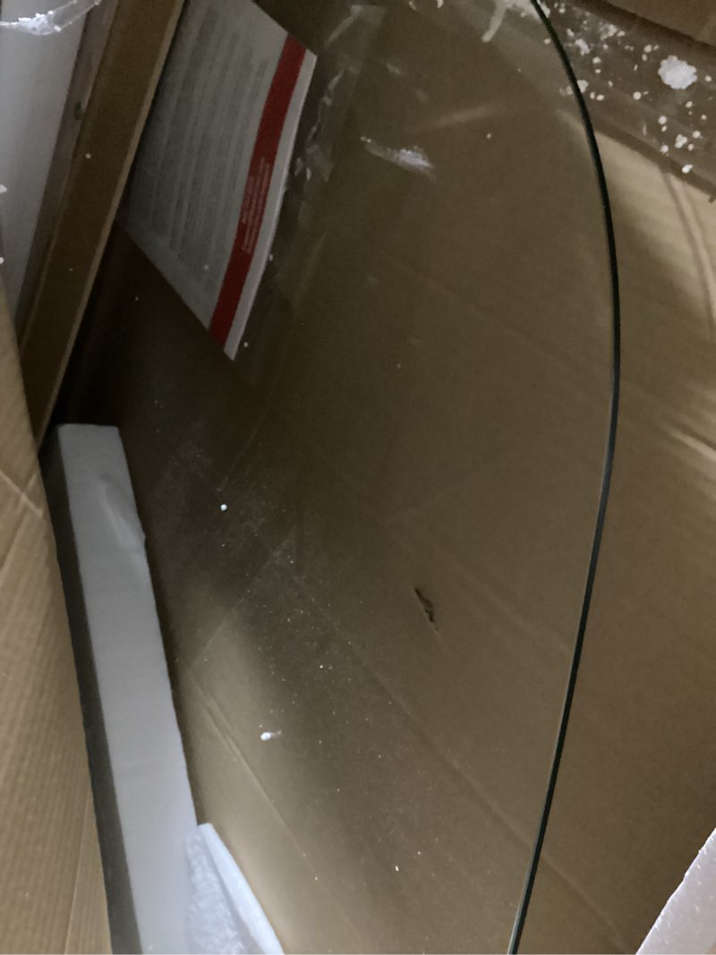 Condition photo showing As Is for dreamline aqua uno 34 in. w x 58 in. h frameless hinged tub door in chrome, shdr-3534586-01