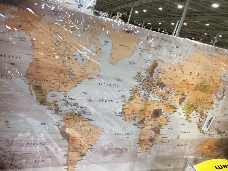 Condition photo showing Good Condition for canvas wall art 20“x40 lagre map of the world painting ready to hang framed world map artwork prints for home 40"l x 20"w grey