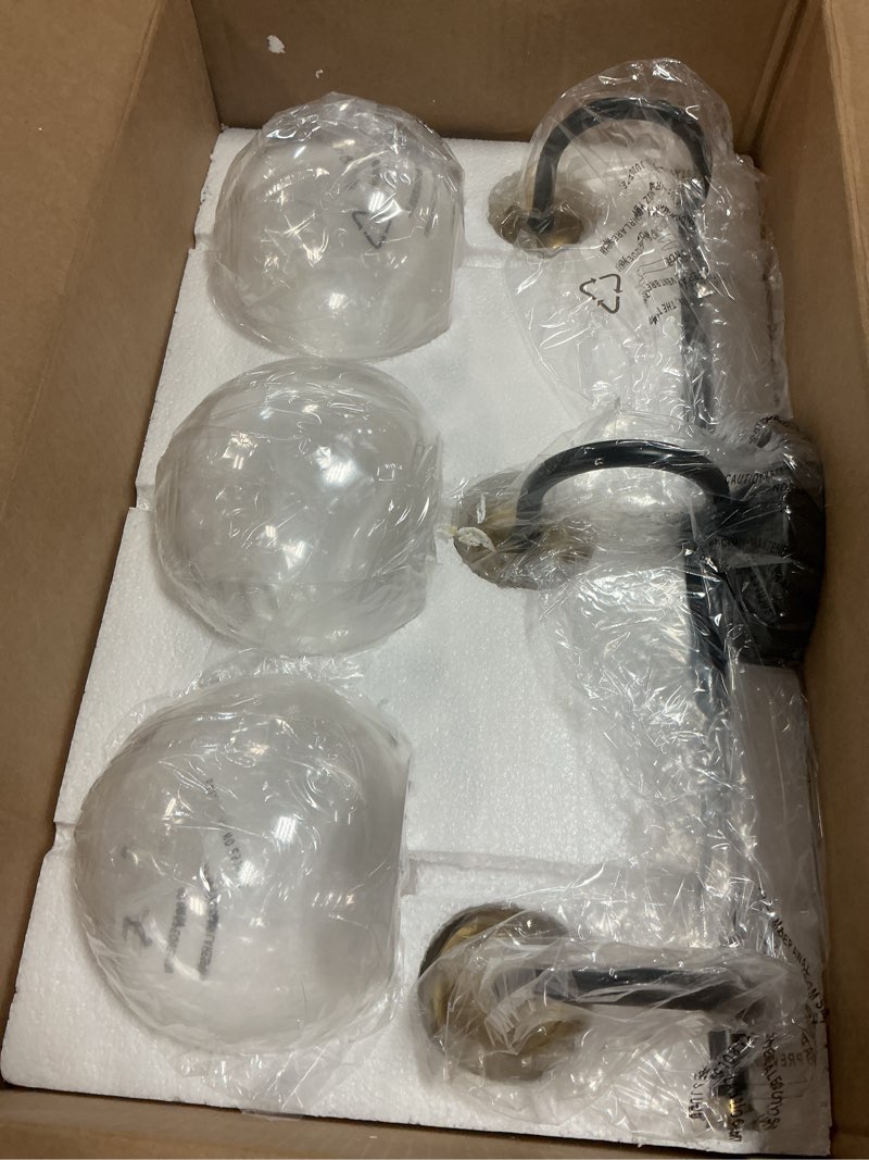 Condition photo showing Good Condition for bathroom light fixtures, 3-light black and gold vanity lights with globe clear glass, modern vanity lighting fixtures over mirror, ad-22280-3w-kg black and gold, 3-light
