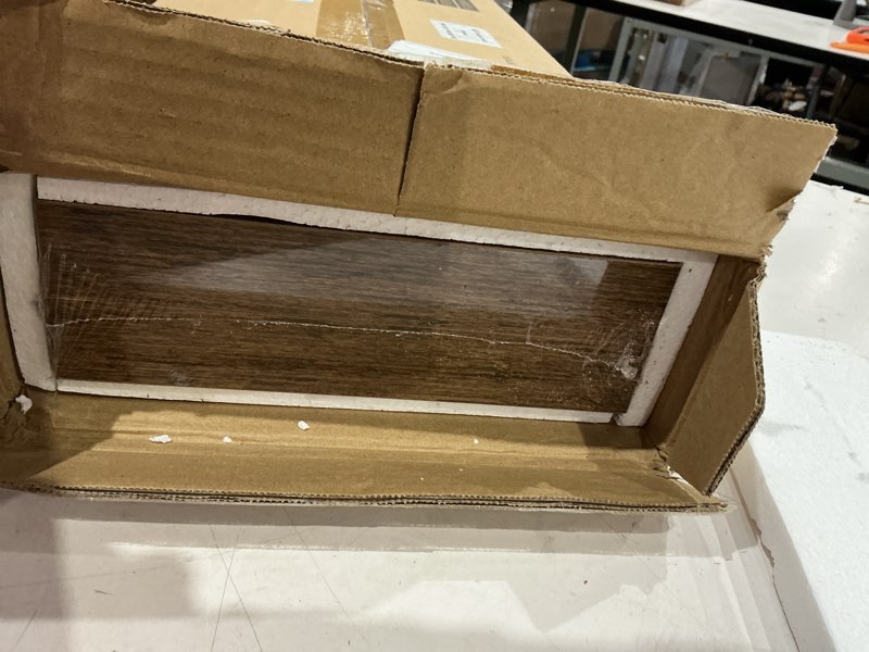 Condition photo showing New/Like New for qeeig floating shelves for wall 23.6" long - wall mounted shelf bathroom kitchen living room bedroom farmhouse home decor display bookshelf set of 2, rustic brown (008-60bn)