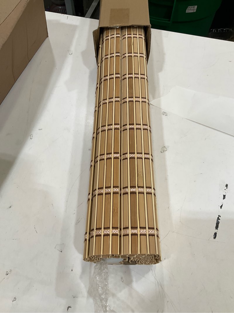 Condition photo showing New/Like New for lazblinds no tools no drill cordless bamboo roman shades, light filtering window treatment, roll up bamboo blinds for windows 24'' w x 64'' h, natural 306 light filtering-natural306 24" w × 64" h