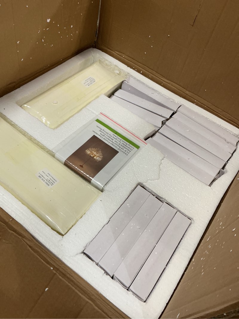 Condition photo showing Good Condition for Gold Crystal Chandelier 24" 12 Lights K9 Crystal Modern Chandelier 6-Tier Luxury Pendant Lighting for Living Room Dining Room Bedroom Foyer Entryway, E12 Gold 24in