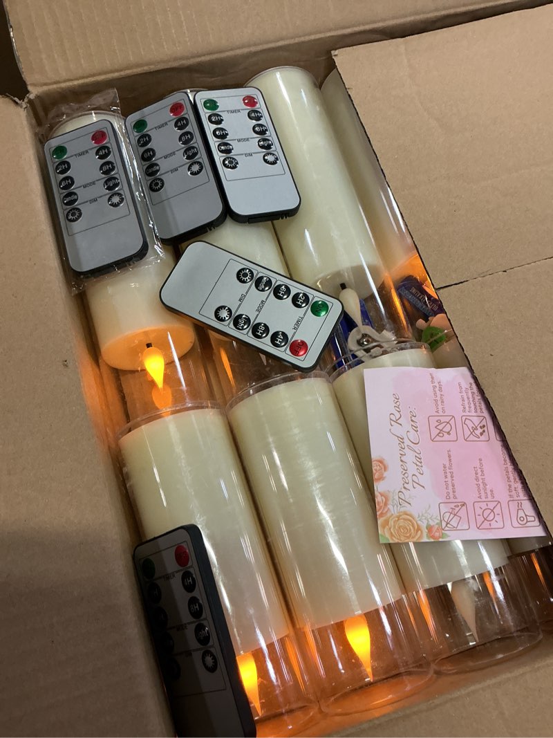 Condition photo showing New/Like New for cltniket 24 pack led flameless candles set(14/16/18cm), battery - operated with 4 remotes,clear, timer & flickering/steady modes for home décor, wedding, patio,outdoor.