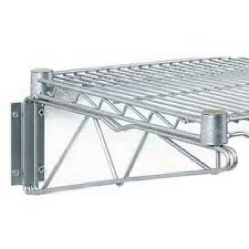 Nexel 24" Fixed Wall Mount Single Wire Shelf Bracket, Silver Epoxy Finish