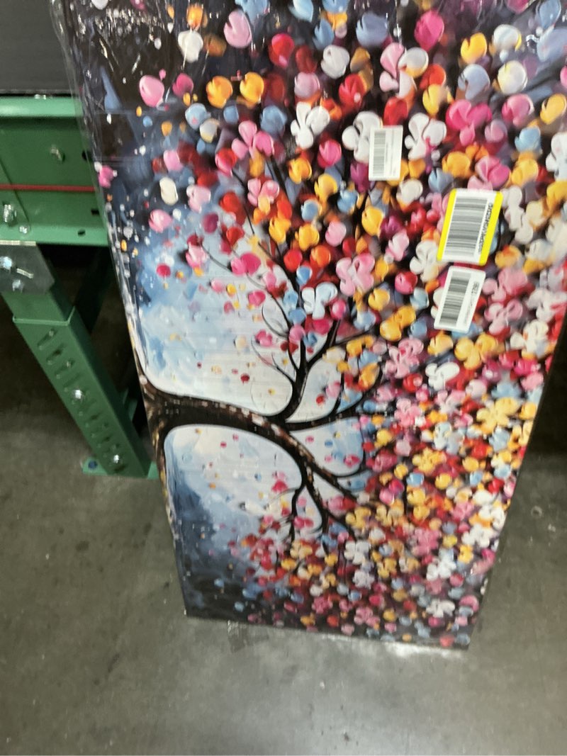 Condition photo showing Good Condition for zoyotago large canvas wall art colorful flower tree picture gray backgrounds canvas prints ready to hang for bedroom living room size 20x40 20"l x 40"w colorful tree