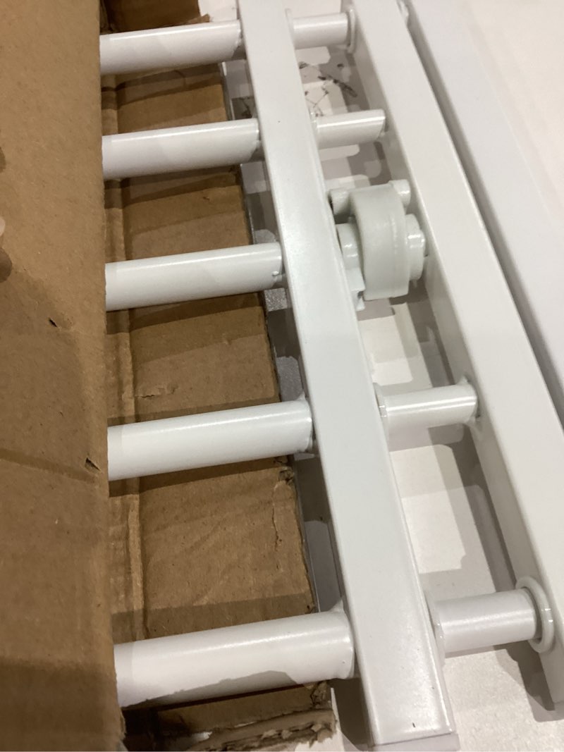 Condition photo showing As Is for Malier Dog Gate with a Small Door, Extra Wide All Metal Short Dog Gate Pet Gate for Stairs, 10'' Tall Pressure Mount Easy Step Over Puppy Gate Low Gate for Doorways White 10''H × 26''- 41''W