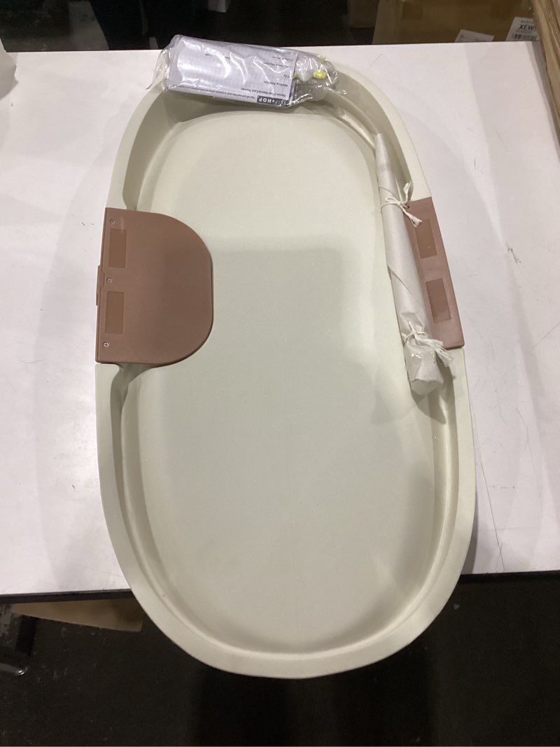 Condition photo showing Good Condition for skip hop baby changing pad nursery style wipe-clean contoured with cushioned foam, non-skid base, built-in safety belt & tuck-away toy bar fits standard changing tables, oat 16" oat