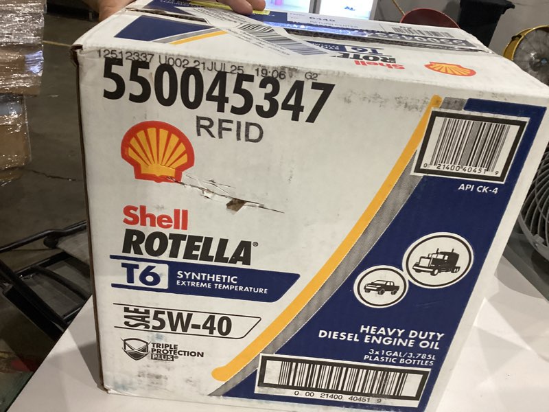 Condition photo showing Good Condition for shell rotella t6 full synthetic 5w-40 motor oil, 1 gallon (3 pack)