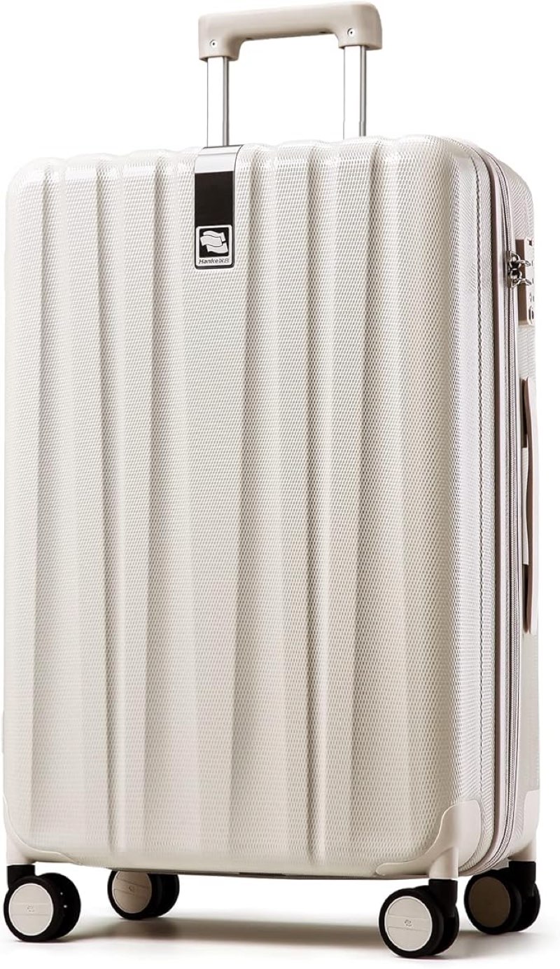 hanke 29 inch luggage suitcases with spinner wheels lightweight pc hardside rolling suitcase with travel lock, checked-large 29-inch(bamboo green) checked-large 29-inch bamboo green