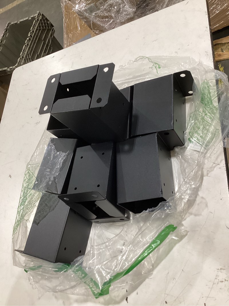 Condition photo showing Good Condition for set of 8 heavy duty workbench bracket kit – 3-way right angle steel corner brackets with screws for 2x4 (actual 1.5"x3.5") wood, ideal for diy garage workbench, table legs, shelving, and work table.