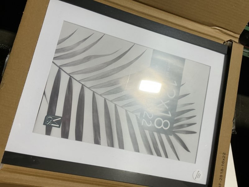 Condition photo showing Good Condition for MCS Studio Gallery 16x22 Matted Poster Frame with 12x18 Picture Display, Black Woodgrain Engineered Wood Vertical & Horizontal Wall Hanging Large Picture Frame for Photos, Posters & Art Prints (1-Pack) 1-Pack Black Woodgrain 12x18