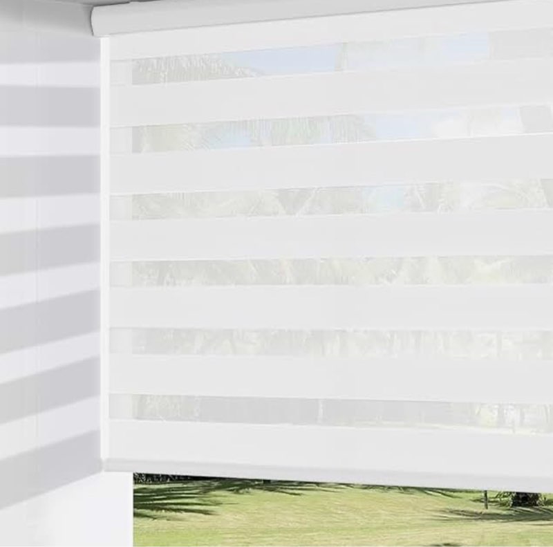 ChrisDowa Cordless Zebra Blinds for Windows, Dual Layer Free-Stop Light Filtering Window Roller Shad