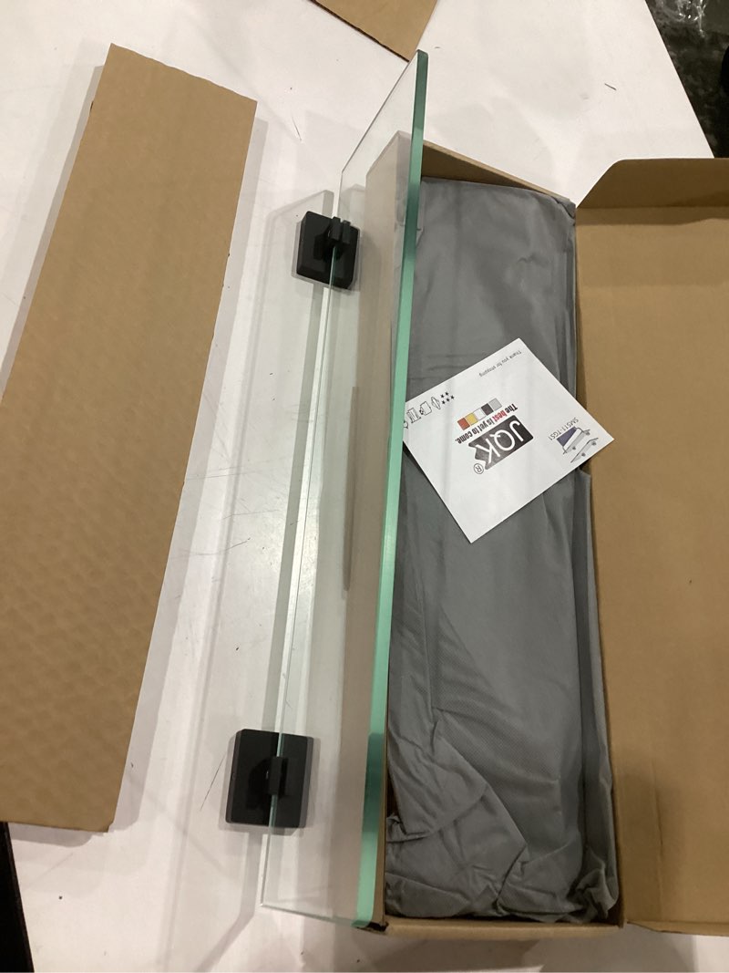 Condition photo showing Good Condition for jqk bathroom glass shelf black, tempered glass shower storage 20 by 5 inches, 304 stainless steel matte black wall mount, tgs201l20-pb 20 inch matte black