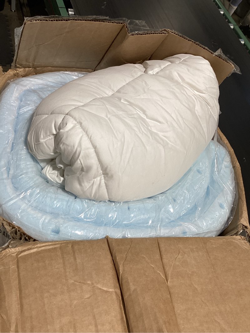 Condition photo showing As Is for lucid down alternative and gel memory foam mattress topper, twin xl, 4 inch, three toppers in one twin xl topper