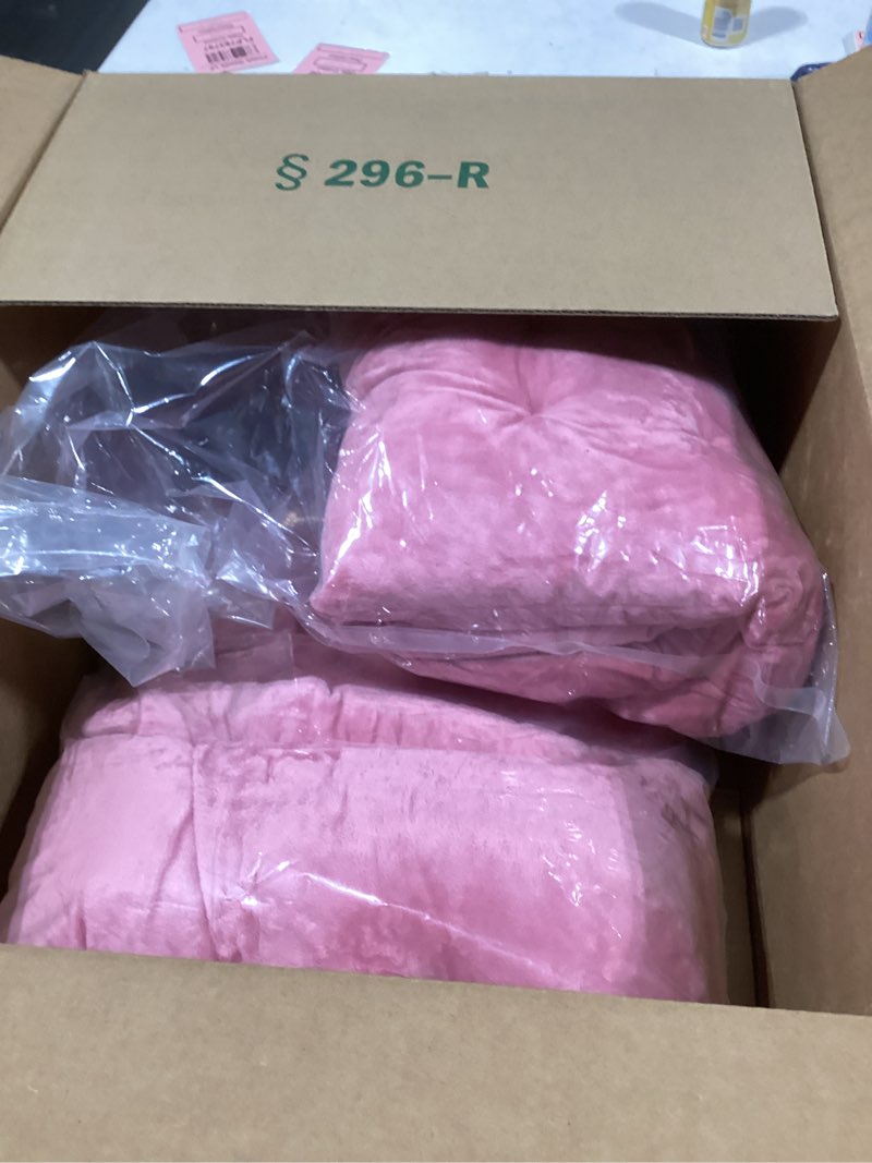Condition photo showing Good Condition for 2 Pack Square Seat Cushion Chair Pads for Kitchen Dining Chairs, Soft Comfort Velvet Chair Mat Pillow Cushions with Ties for Office Desk Living Room Tatami 15.5", Pink Pink 2Pack