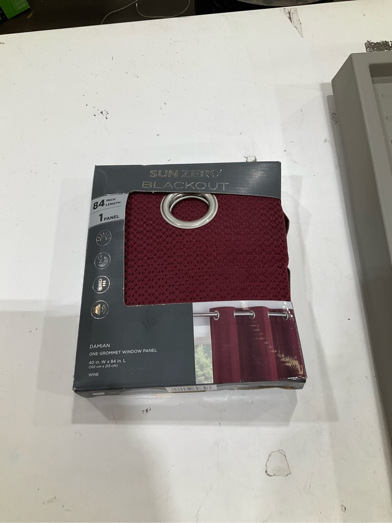 Condition photo showing Good Condition for sun zero 84-inches wine blackout thermal lined grommet single curtain panel