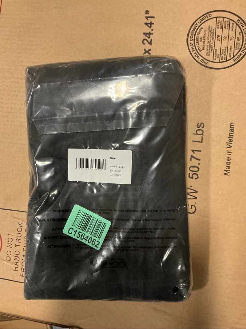 Condition photo showing New/Like New for Deconovo Blackout Curtain Panel – Solid Grommet Top, Thermal Insulated & Energy?Saving, Machine?Washable Room Darkening Window Treatment for Bedroom & Living Room, 1 Panel, Black, 42W x 120L Black 42"W x 120"L (Pack of 1)