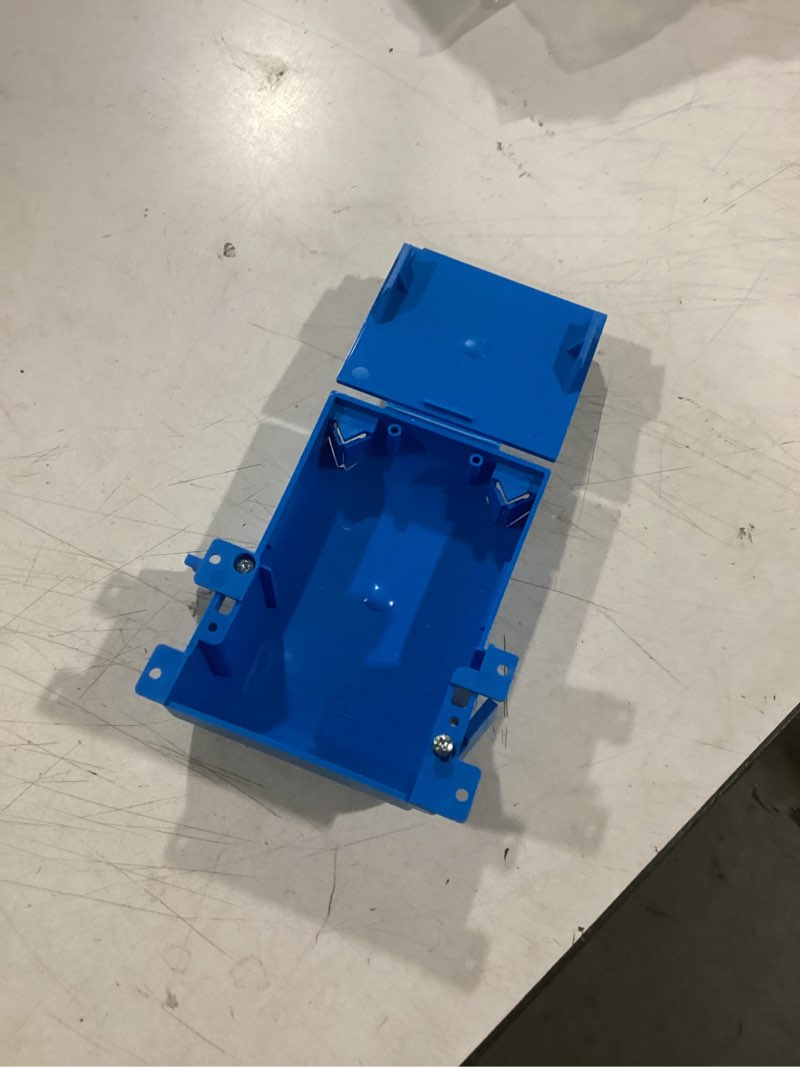 Condition photo showing Good Condition for xiute 1 gang old work outlet box blue shallow electrical 18 cubic inch outlet boxes with bracket 1pc remodel shallow 1gang 18cu.in 1 pack of blue