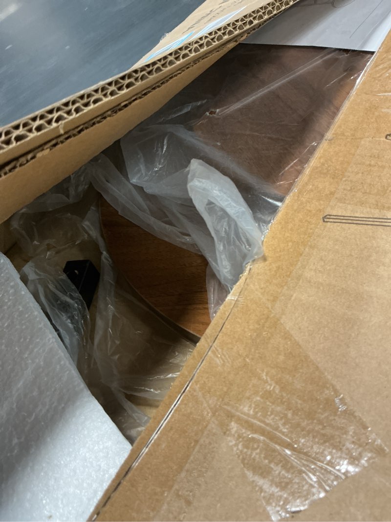 Condition photo showing As Is for INHABIT UNION Round End Table, 2-Tier Side Table with Storage Shelf for Small Spaces, Nightstand for