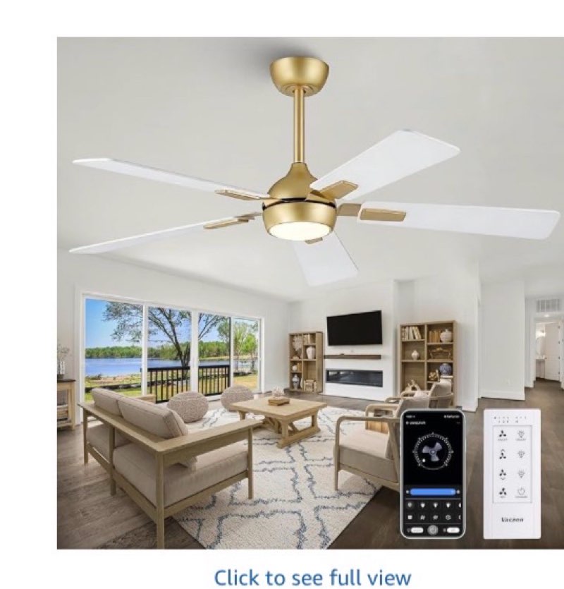 ensenior ceiling fan with light white and gold, 52 inch ceiling fans with lights and remote, quiet r