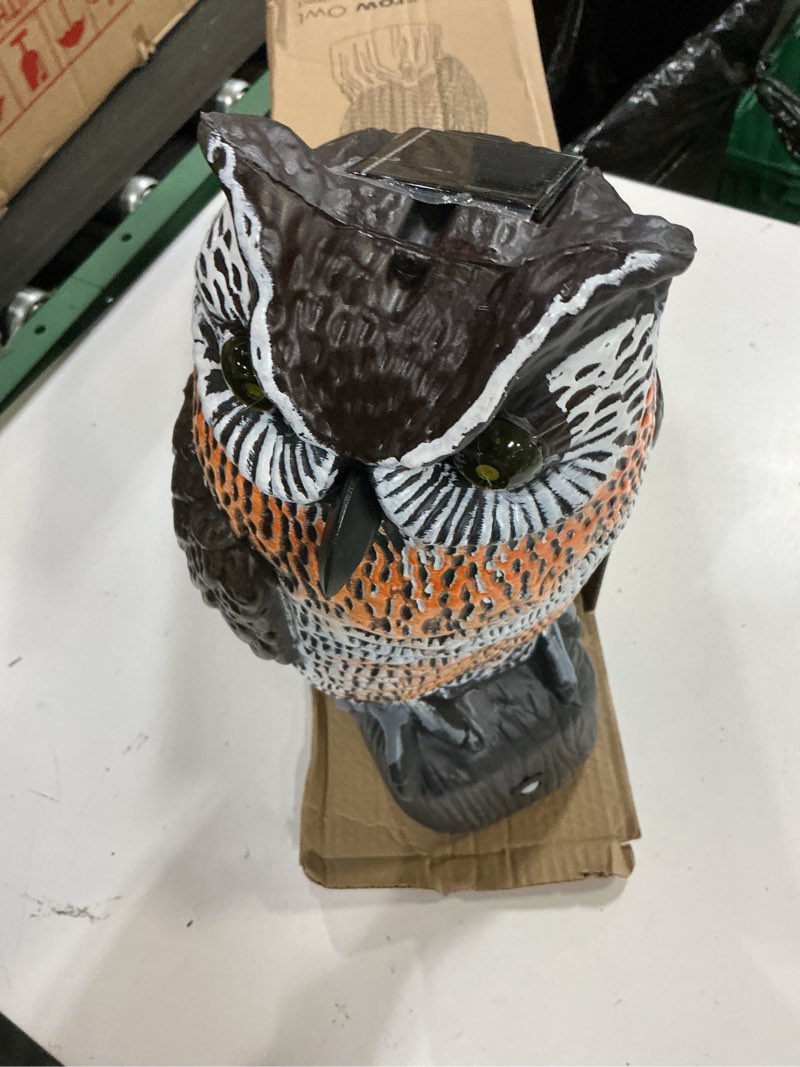 Condition photo showing Good Condition for ruolan plastic owl,brid owl with flashing eyes&frightening sound for garden yard outdoor large